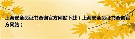 上海安全员证书查询官方网站下载（上海安全员证书查询官方网站）_草根科学网