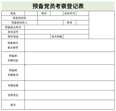 预备党员教育考察登记表(范例和注意事项)Word模板下载_编号qjyvjxke_熊猫办公