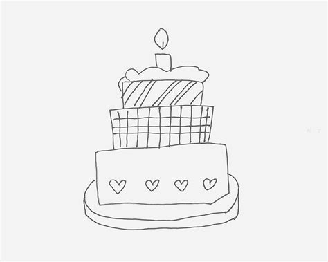 彩色三层生日蛋糕的画法步骤图 卡通生日蛋糕简笔画教程 - 巧巧简笔画