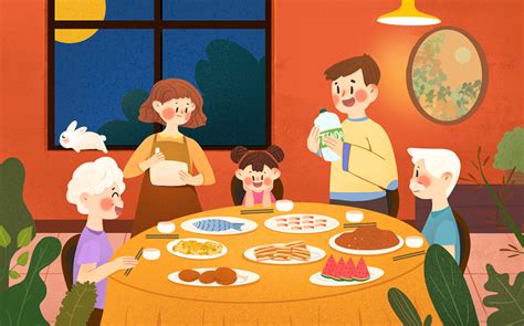 彩色卡通手绘光盘行动一家人吃饭原创海报插画图片素材免费下载 - 觅知网