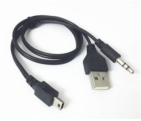 T型口转3.5音频AUX输入线及USB充电线 插卡音箱一分二数据线 50CM-导线 插线 杜邦线-伍陆电子