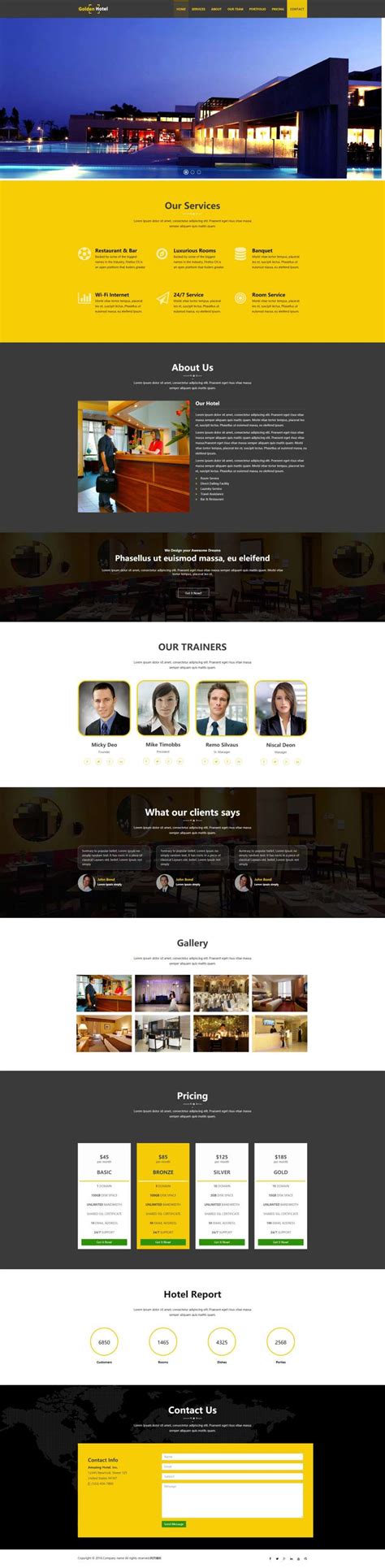 大气宽屏html商务酒店企业网站模板-17素材网