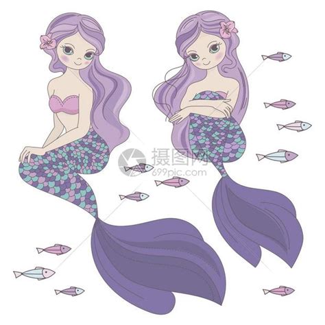 两个美人鱼公主矢量插图插画图片下载-正版图片303508074-摄图网