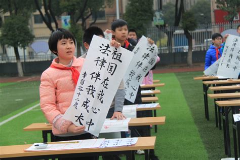 溧城中心小学举行“法在我心中”现场书法比赛