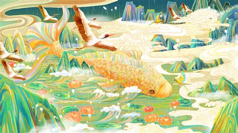 【绘画】国潮风插画-北冥有鱼|插画|商业插画|莫醒182 - 原创作品 - 站酷 (ZCOOL)