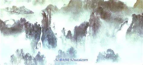 气势磅礴古典水墨山水画面淡出中国风气息变幻舞台背景视频素材-92素材网
