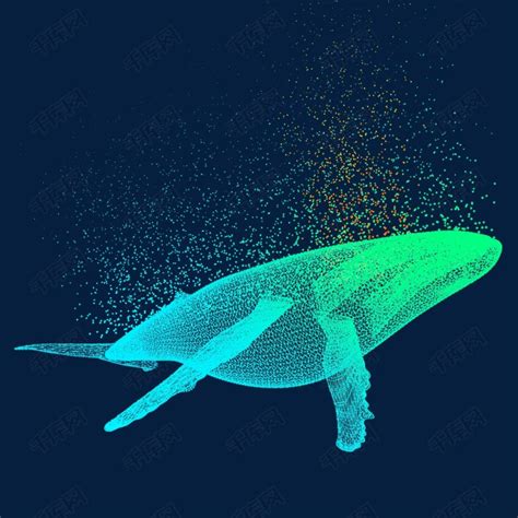 鲸鱼科技动物智能魔幻数据光点状线蓝色素材图片免费下载-千库网