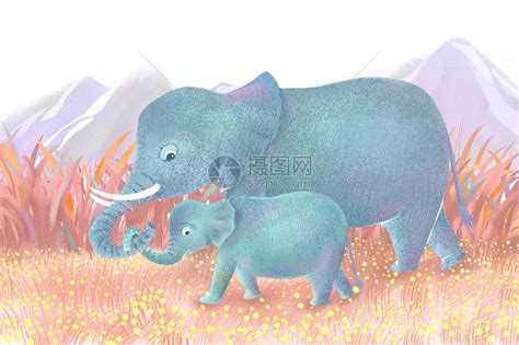 大象亲子插画插画图片下载-正版图片400066796-摄图网