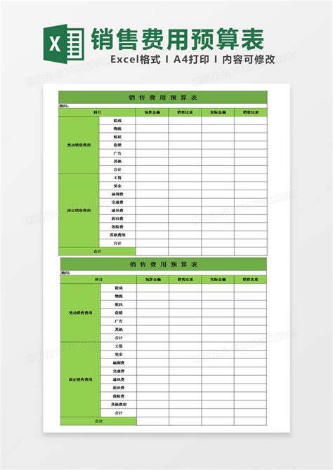 销售费用预算表Excel模板下载_熊猫办公