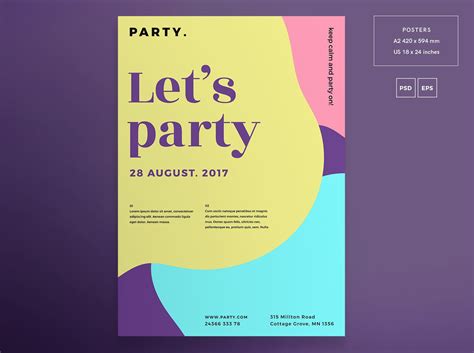 彩色派传单和海报模板Color Party Flyer and Poster Template - 设计口袋