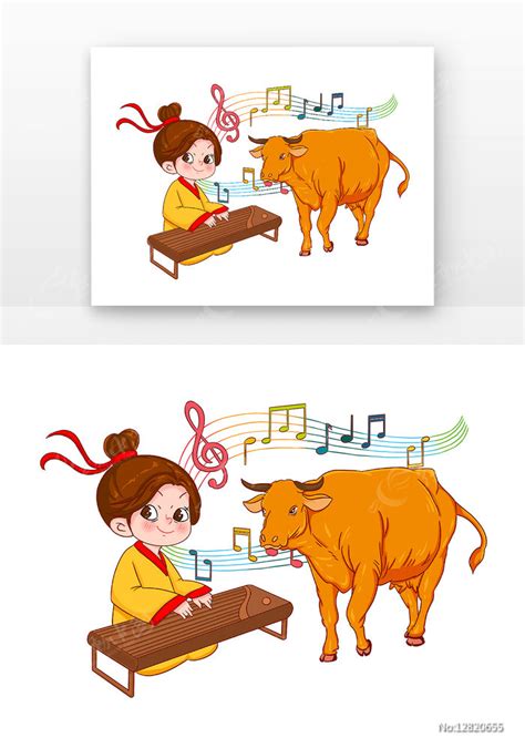 对牛弹琴成语故事插图图片下载_红动中国