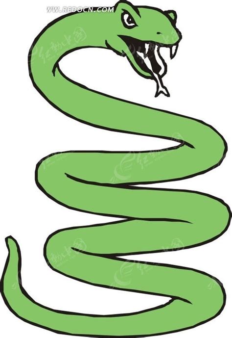 张着嘴巴的绿蛇卡通画EPS素材免费下载_红动中国