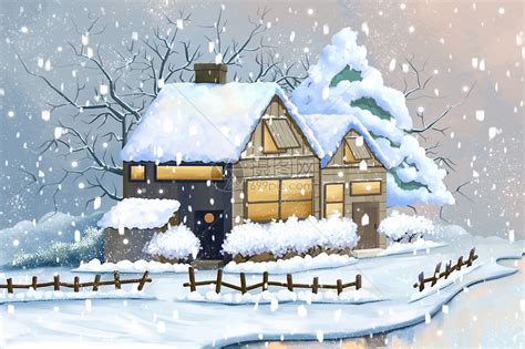 冬季雪中的房子插画图片下载-正版图片401653786-摄图网