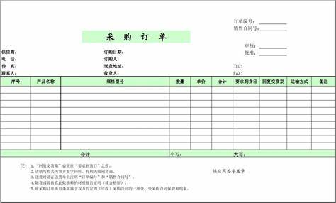 外贸采购订单表格模板