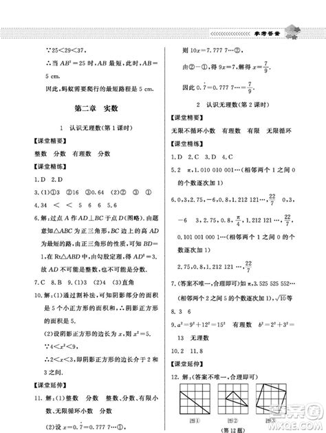 北京师范大学出版社2023年秋配套综合练习八年级数学上册北师大版参考答案 配套综合练习八年级数学上册北师大版答案_答案圈