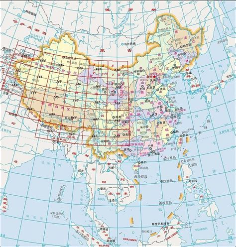 中国地图经纬线图片