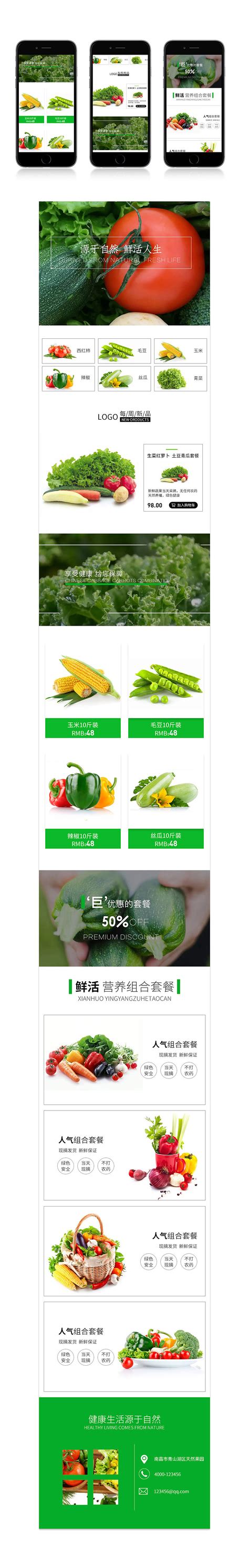 瓜果蔬菜有机农业天然绿色有机食品PPT模板 - 彩虹办公