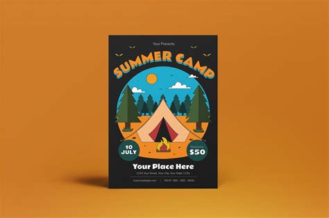 暑假野外露营活动传单素材 Summer Camp Flyer – 设计小咖