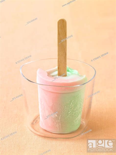 Pink and Green Frozen Yogurt Pop in a Glass, Stock Photo, Picture And ...