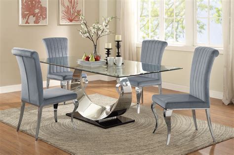 Carone Stainless Steel Dining Room Set, 105071, Coaster Furniture