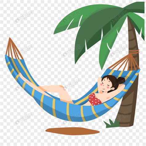 夏季度假休闲躺在吊床上的比基尼女孩元素素材下载-正版素材401192023-摄图网