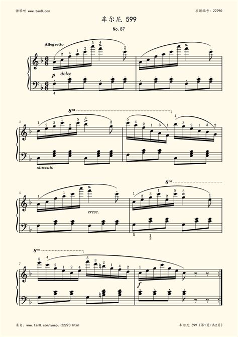 《车尔尼599 NO.87,钢琴谱》车尔尼|弹琴吧|钢琴谱|吉他谱|钢琴曲|乐谱|五线谱|高清免费下载|蛐蛐钢琴网