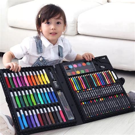 150件套儿童画笔水彩笔套装学生礼物文具用品蜡笔油画棒厂家直销-阿里巴巴