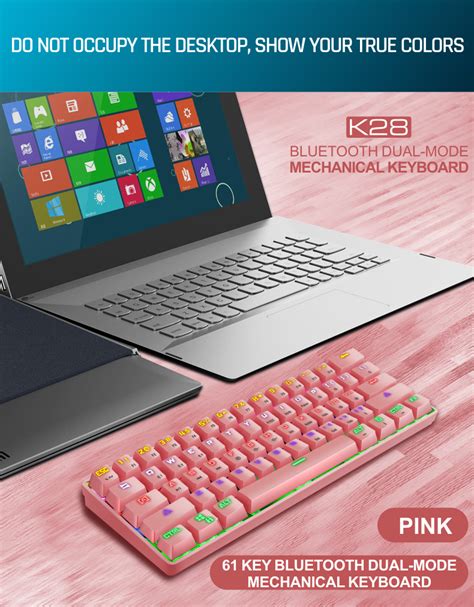裂纹K28蓝牙有线61键RGB机械键盘平板MAC手机充电办公游戏亚马逊-阿里巴巴