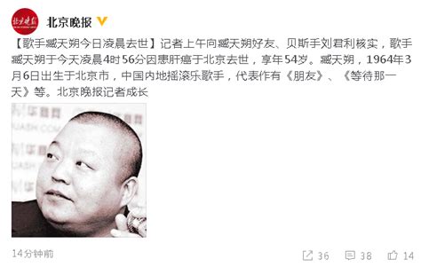 54岁臧天朔因肝癌去世，曾是摇滚界大腕，因聚众斗殴入狱六年_手机凤凰网