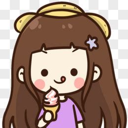 甜美女生头像吃雪糕卡通