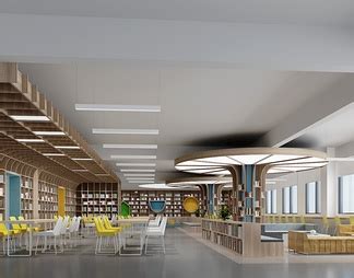 【图书室 阅览室3D模型】-现代VR有灯光有贴图MAX2016图书室 阅览室3d模型下载-ID864504-免费3Dmax模型库 - 青模3d模型网