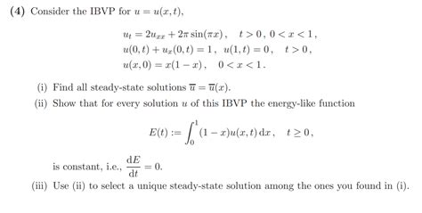 Consider the IBVP for u = u(x, t), ut = 2uxx + 2π | Chegg.com