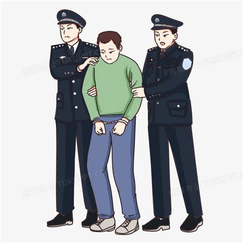 执法警察抓小偷插画素材图片免费下载-千库网