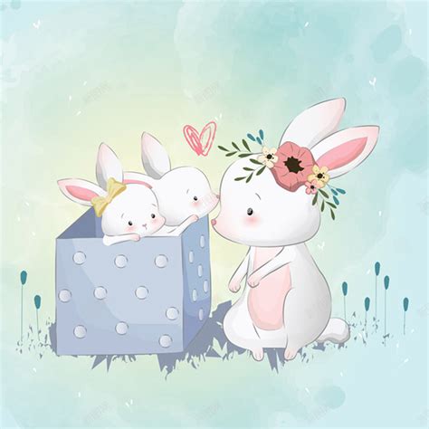 一家可爱兔子兔妈妈兔宝宝卡通矢量图背景图片免费下载-素材0yPPPVjPj-新图网