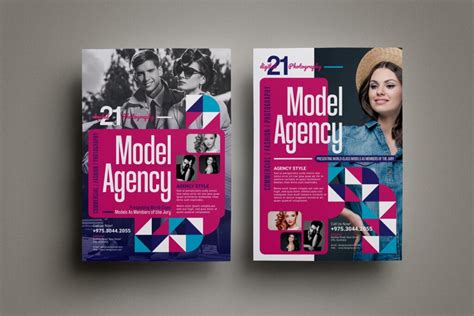 模特经纪公司传单海报模板素材下载Model Agency Flyers - 设计口袋