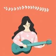 弹吉他温柔女生头像