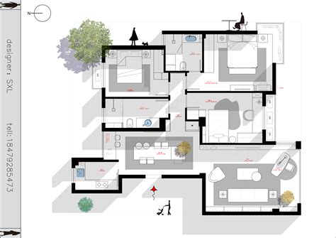 空间动线分析-130²三房户型平面优化分析图文教程- 虎课网