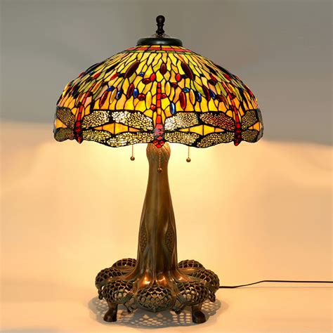 厂家直销 20寸蜻蜓玻璃创意帝凡尼客厅大台灯全铜古董艺术灯-阿里巴巴