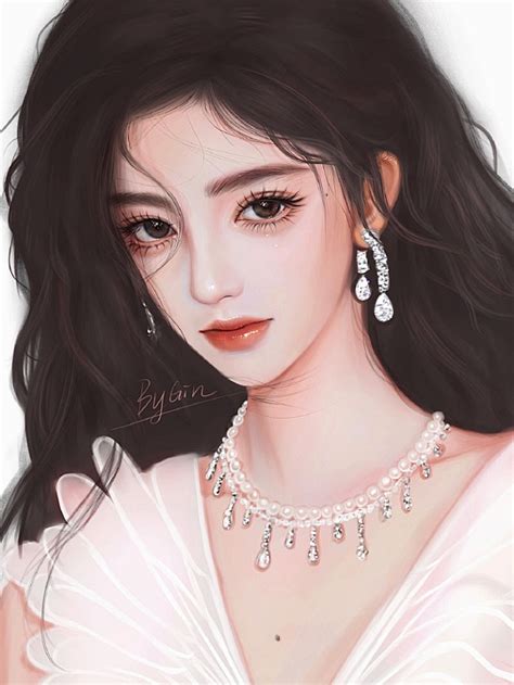 甜美女生板绘头像真人