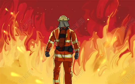 卡通手绘消防人员灭火插画素材图片免费下载-千库网