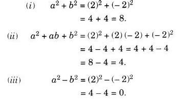 If a = 2, b = – 2, find the value of : a2 + b2 - CBSE Class 7 Maths - Learn CBSE Forum