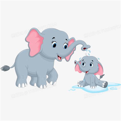 玩水的卡通大象PNG图片素材下载_大象PNG_熊猫办公