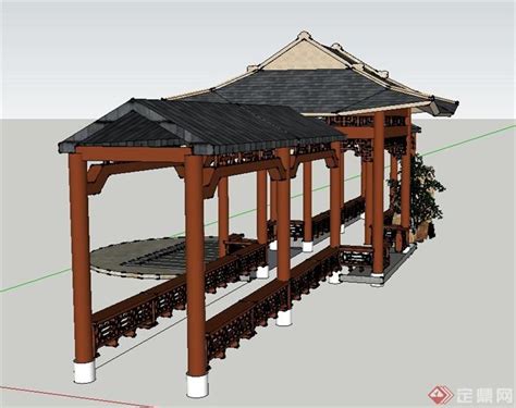 3d中式建筑廊亭模型,中式建筑廊亭3d模型下载_学哟网