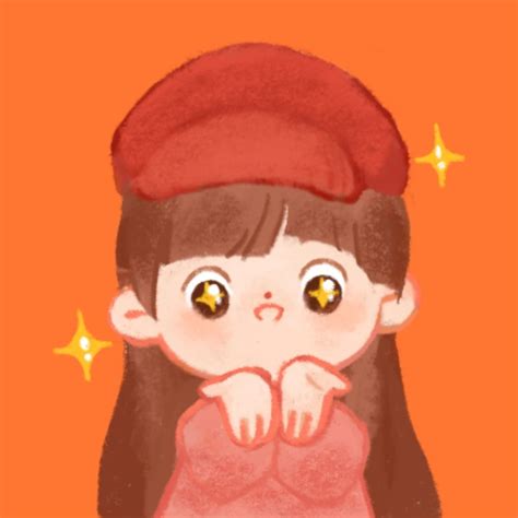 橙红色新年红帽子小女孩星星眼要红包可爱春节节日分享中文微信头像 - 模板 - Canva可画