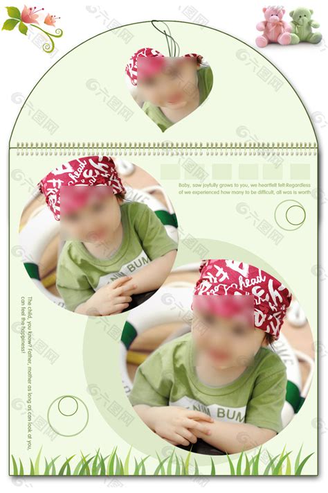 韩式儿童写真宝宝成长相册PSD模版10寸方版设计排版影楼字体素材