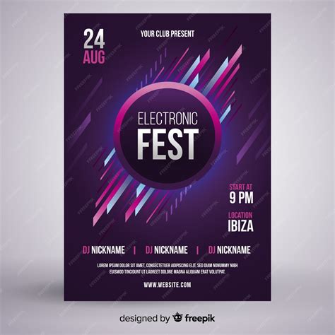 Free Vector | Electronic music festival poster template