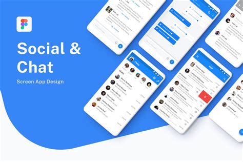 蓝色调的陌生人社交聊天app UI kit界面设计模板免费下载 - 魔棒网