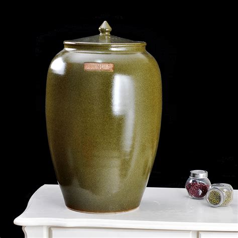 景德镇陶瓷带盖米缸米桶茶叶末油缸酒坛缸水缸20斤50斤100斤_虎窝淘