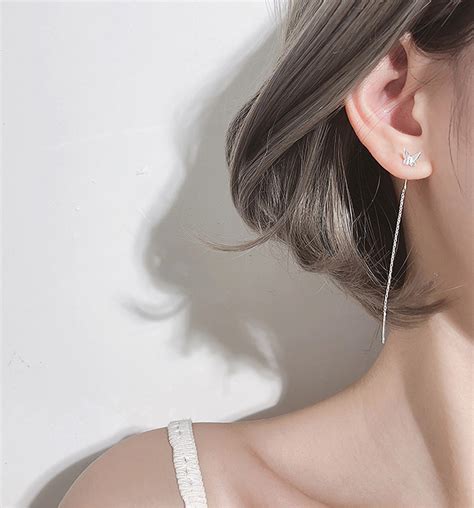 s925银针满钻蝴蝶耳线女夏季高级感轻奢小众设计耳环2022年新款潮-阿里巴巴