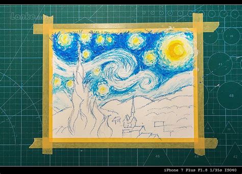 临摹梵高《星空》|纯艺术|油画|yushi6761 - 原创作品 - 站酷 (ZCOOL)